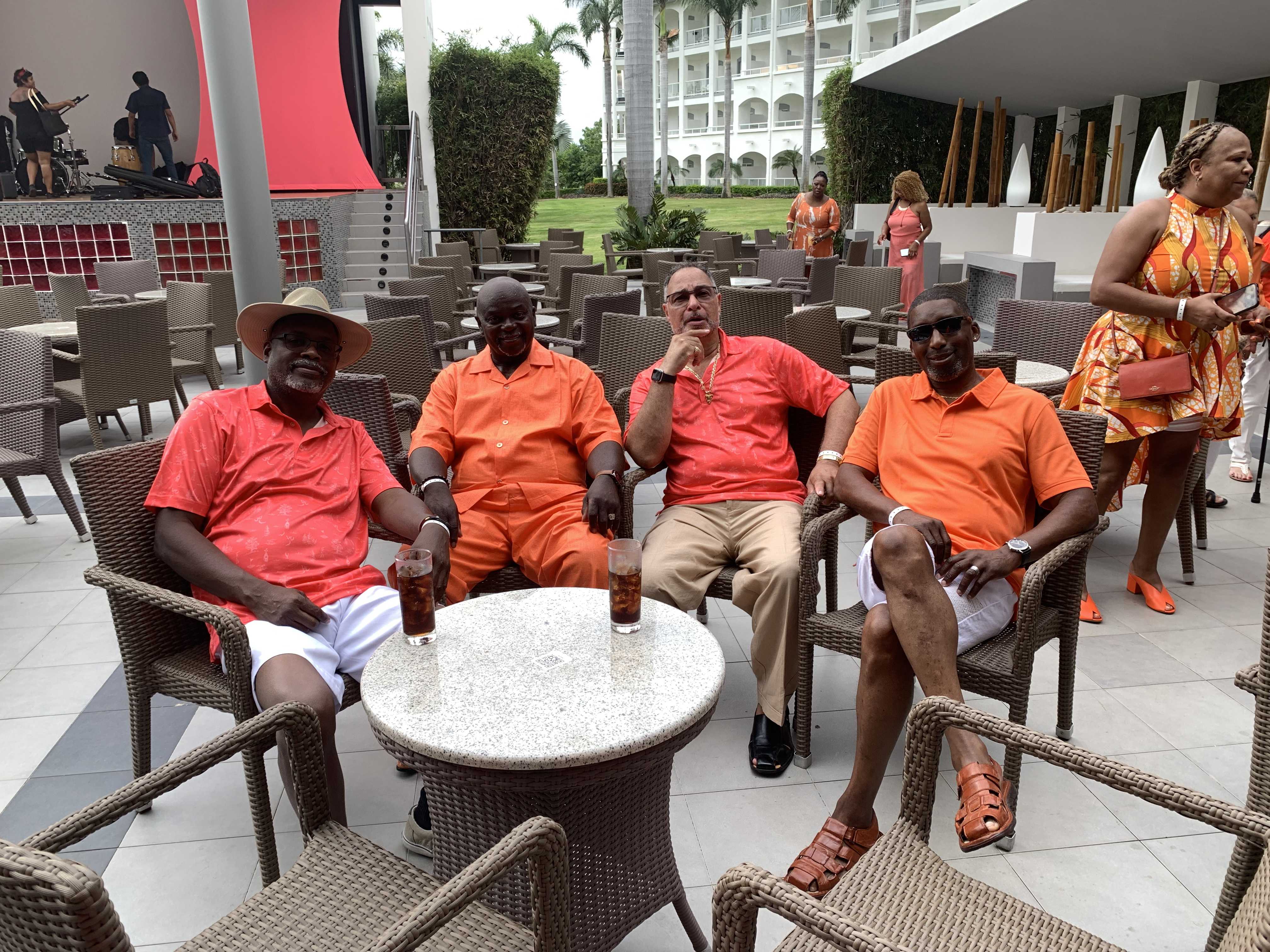 Four men at a resort