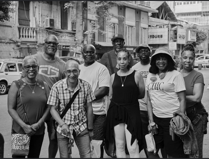 Black and white group street photo
