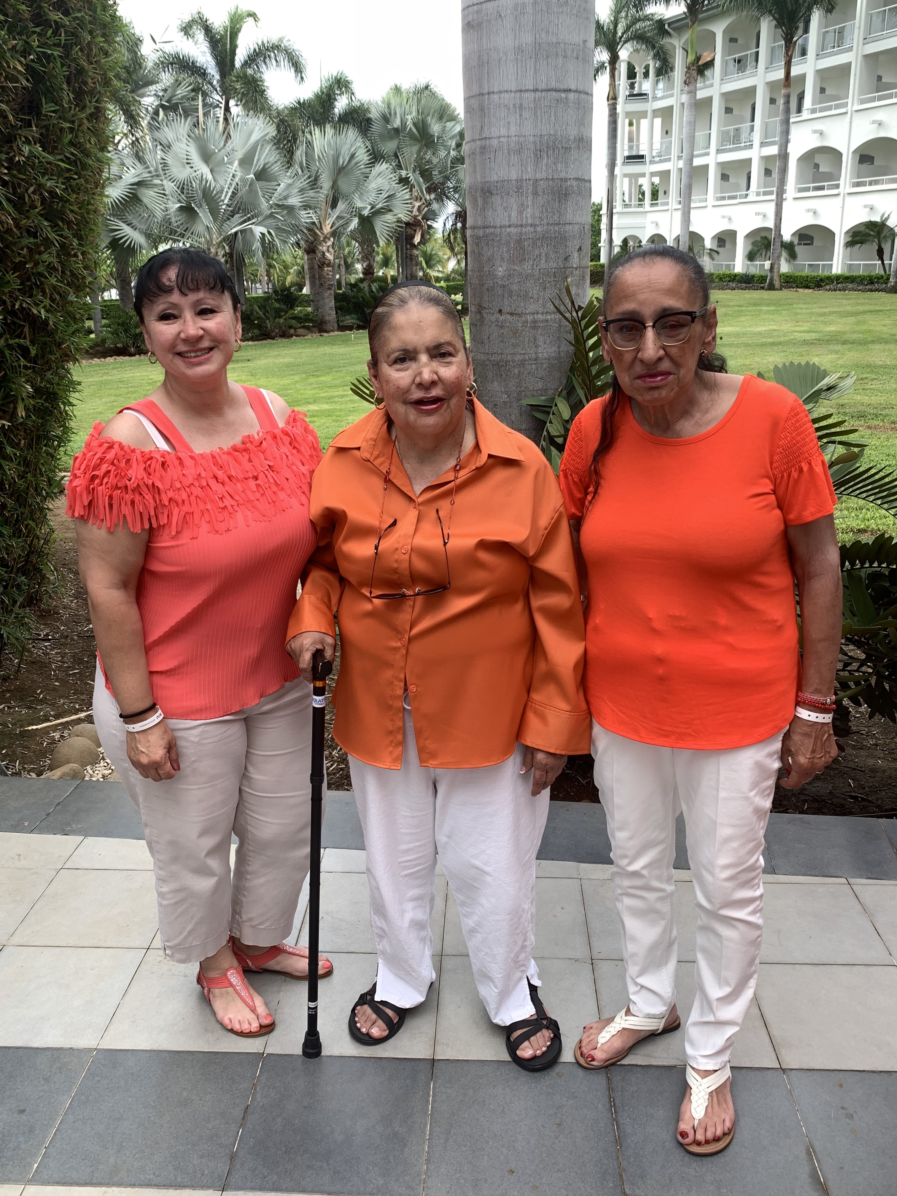 Three women at a resort
